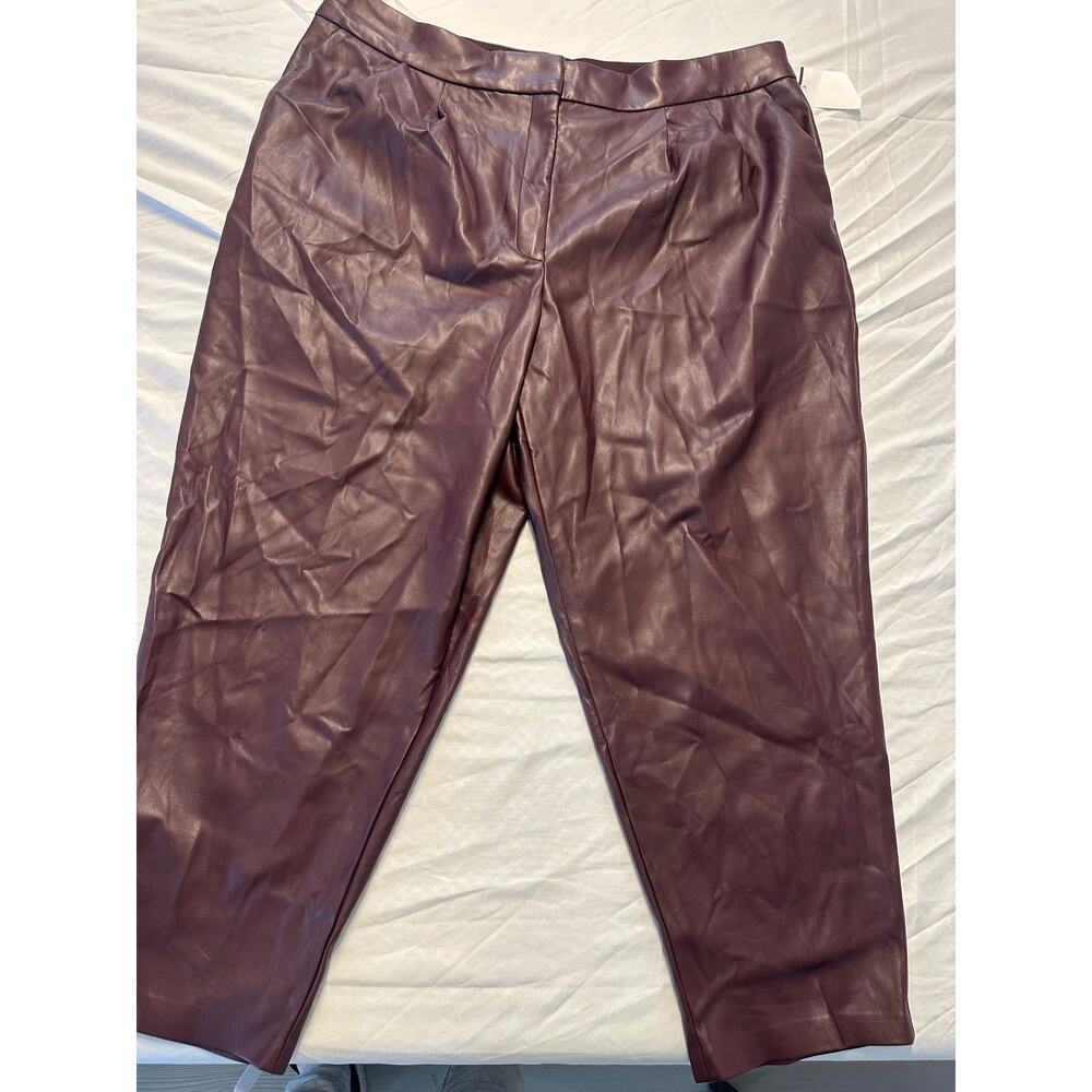 Express Womens Modern Straight High Rise Faux Leather Pants Sz 18S